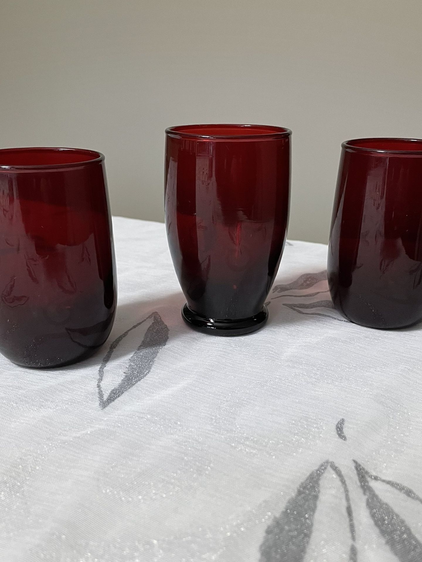 Set Of 3 Red 4oz Juice Glasses