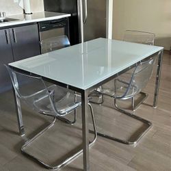 glass table (only - H29.5in x W33.5in x L71in )- $99