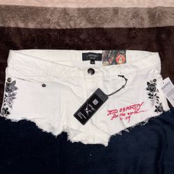 Ed Hardy Denim Low-Rise Shorts Size 26