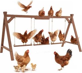 new Chicken Roosting Bar with 3 Swings, 67" A-Frame Perch for 10-12 Chickens | Solid Fir Wood, Weather-Resistant, Waterproof Coating, 3 Hanging Swings