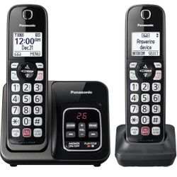 Panasonic KX-TGD832M Cordless Phone w/ Answering Machine 2 Handsets Black 