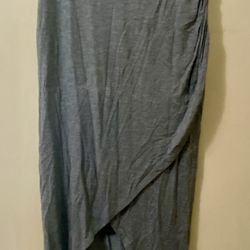 Forever 21 SKIRT Women's M Gray Maxi Wrap Pull On Lined Soft Jersey