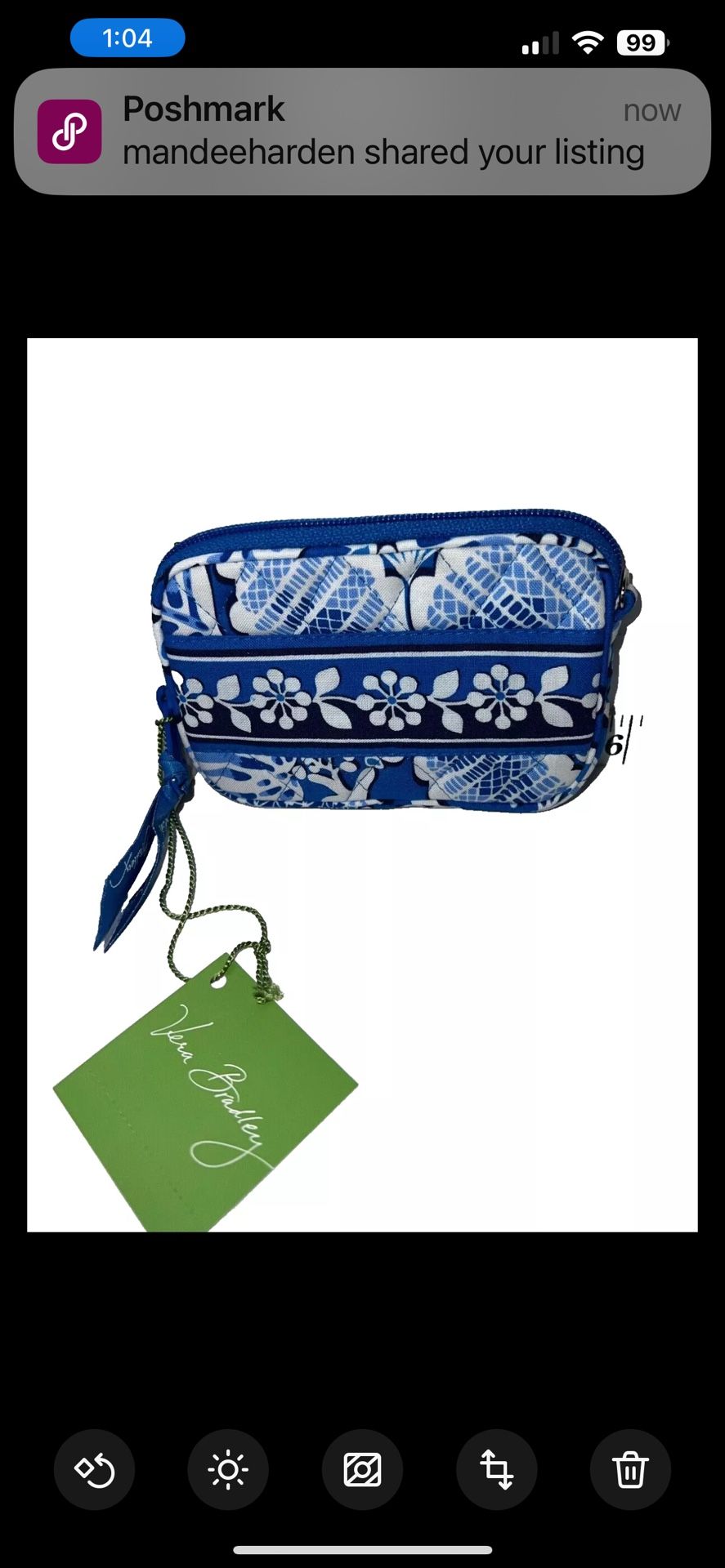 Vera Bradley New Tech Case Wristlet Flash Drive Cosmetic Flower Blue Lagoon New