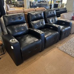 Black Leather Powered Recliner