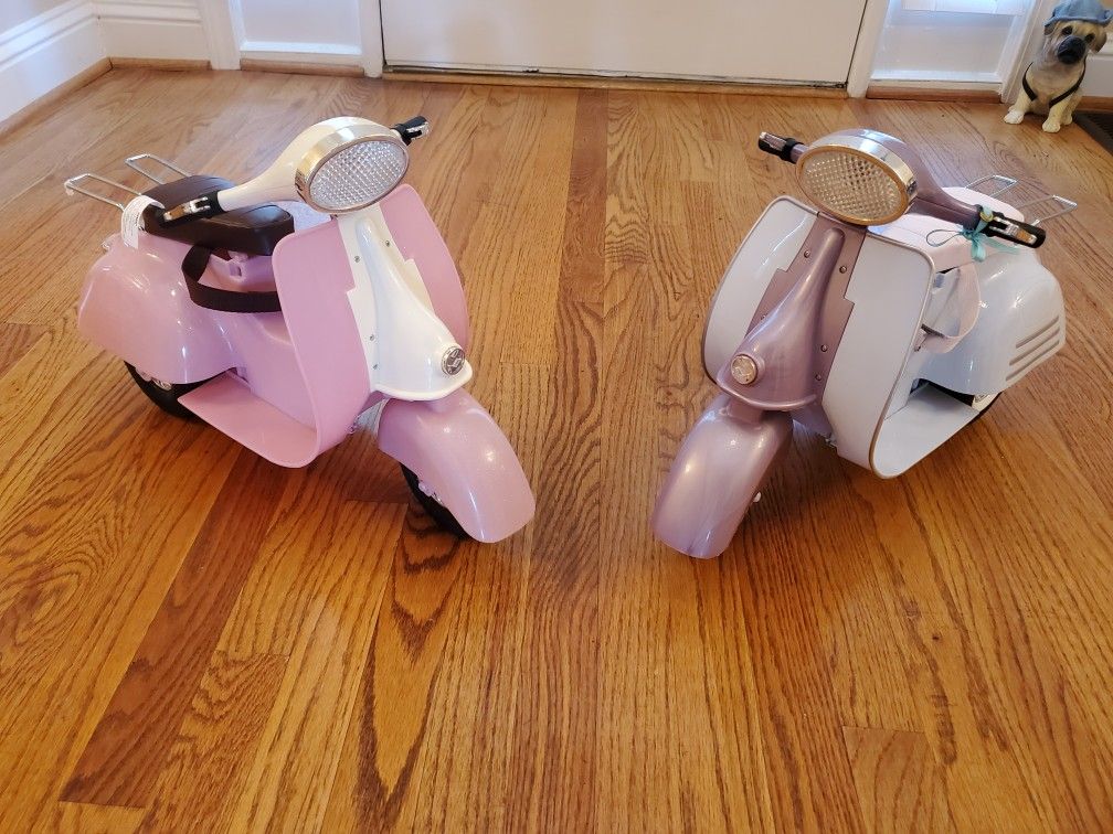 Our Generation OG Girl Doll Pink & Purple 2 Toy Ride In Style 18" Scooters