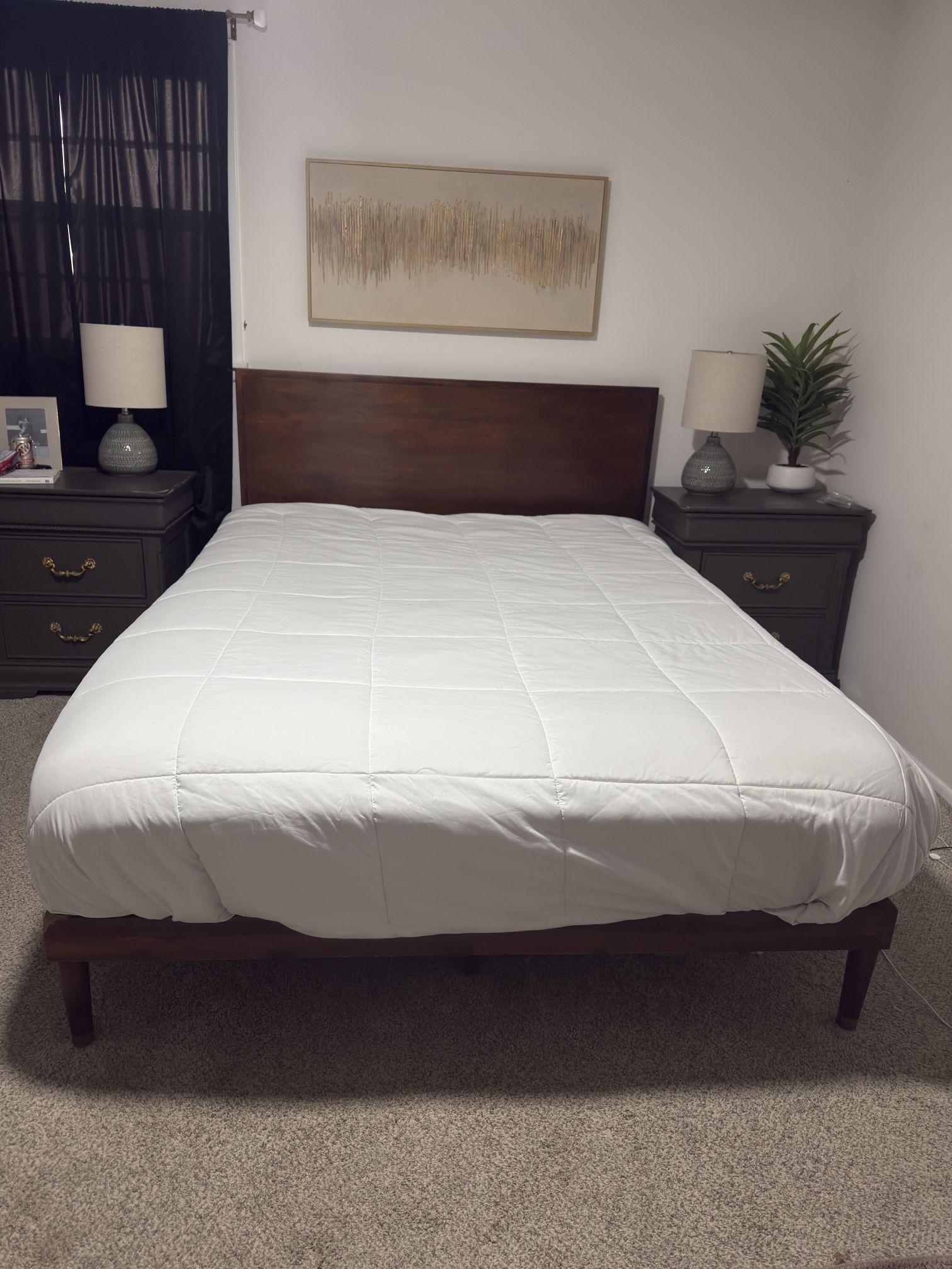 Mid century Wood Modern Queen Bed