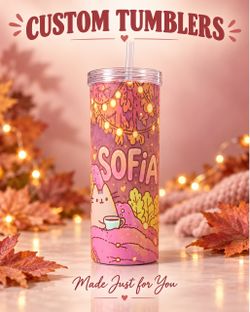 Custom Personalized Name Tumbler with Straw