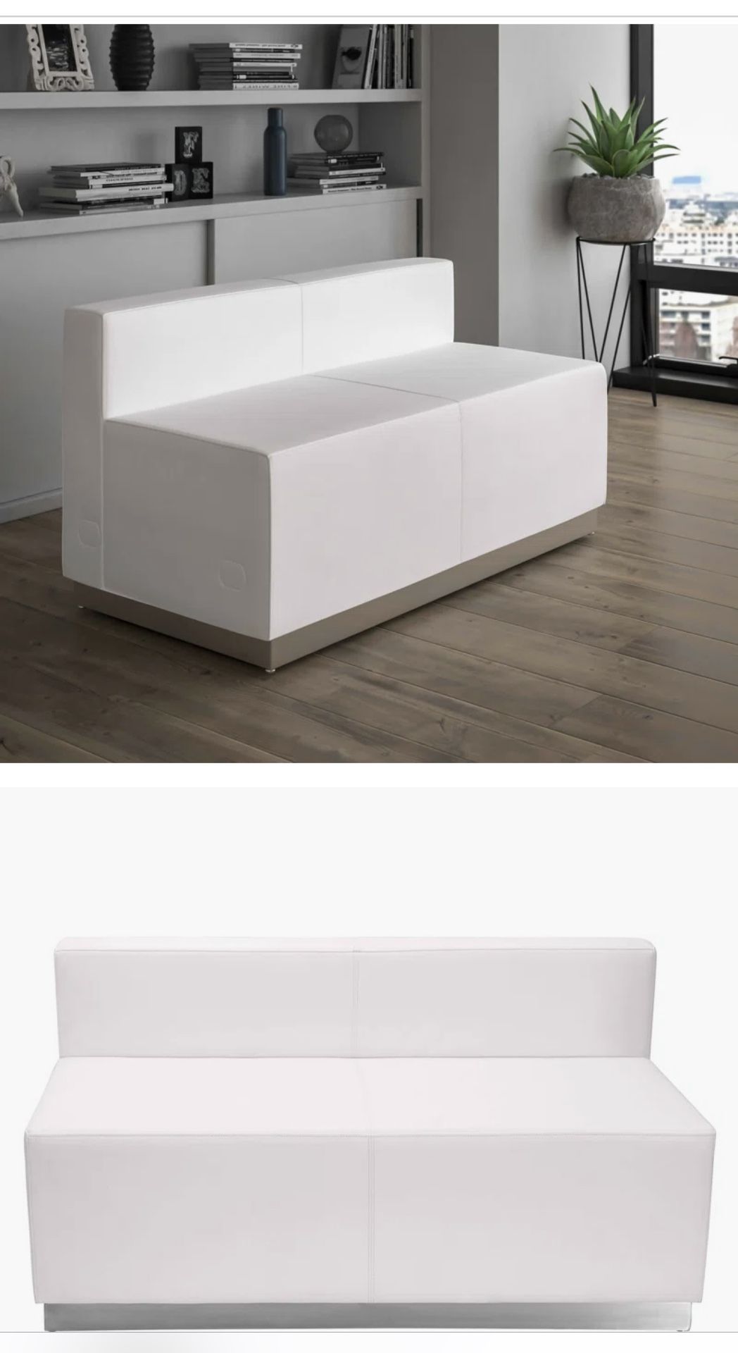 White Leather Love Seat Couch
