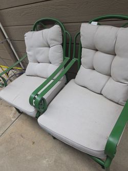 2 Vintage Iron green Rare chairs  heavy duty Glendora