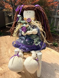 Vintage handcrafted fabric rag doll