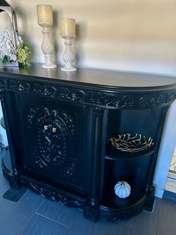 Black Buffet Table, Coffee Bar Station  H43 1/2 X L63 1/2  W 18 1/2
