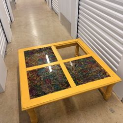 Wood Coffee Table w/ Glass