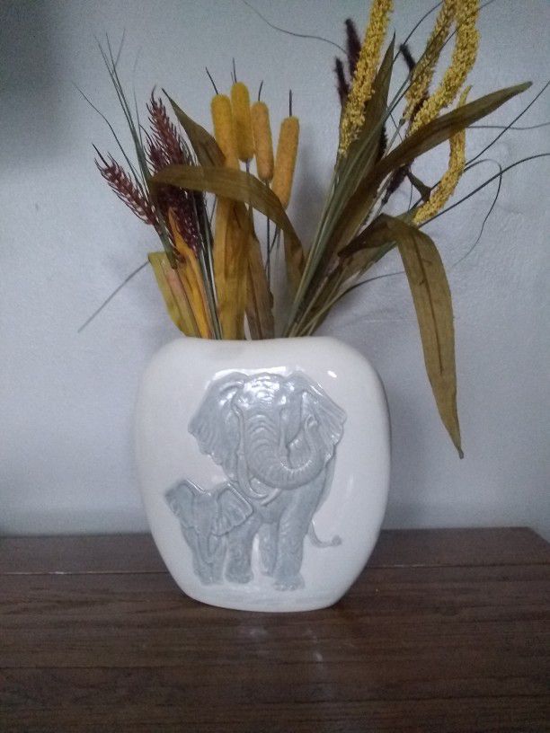 Ceramic Hand Painted Elephant Vase