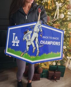 Dodger Stadium Kike & Pages Collide Wooden Sign, Handmade, 24inch