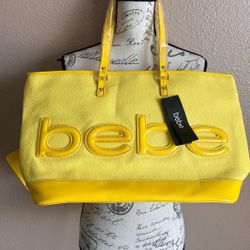 Bebe Madison  Buttercup Yellow Y2K  New With Tag Large Tote Bag With Flaws