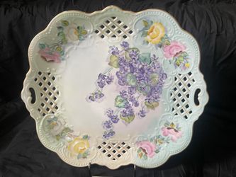 Antique German Lace Plate Hand Painted, Signed and Dedicated