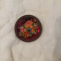 Antique Red Glass Domed Bridle Rosette 