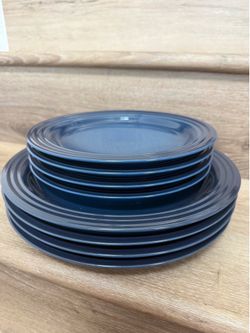 New Le Creuset Ink Blue Vancouver Dinnerware Set Dinner & Salad Plates - 8 pieces