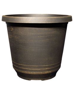 2 lot of 2. 12 in. Torino Round Black Bronze Plastic Planter