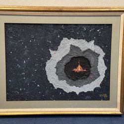 Stunning 1967 MCM Abstract Starburst Oil Painting by Listed Cal. Artist Jim Leff