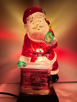 1986 10” Old World Santa in Chimney Light-Vintage Christmas