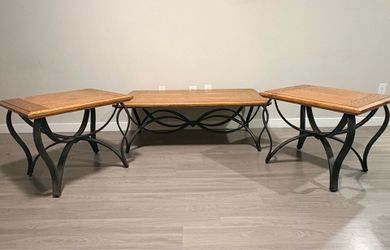 Wood/Iron coffee & side table set