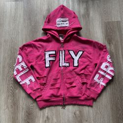 (FLY) Pink And White Zip Up