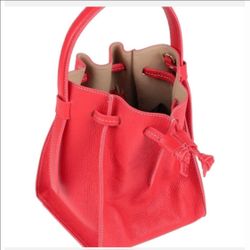 Italian Designer Genuine Cowhide Leather Bucket Handbag