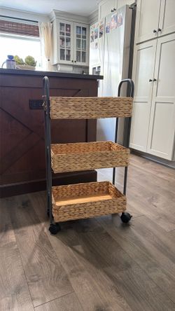 Rolling cart storage baskets