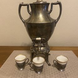 Antique Roger’s Bros Tea Pot 3 Sterling Silver, Lennox Tea Cups $274