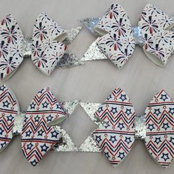 4th Of July Pigtail Bows