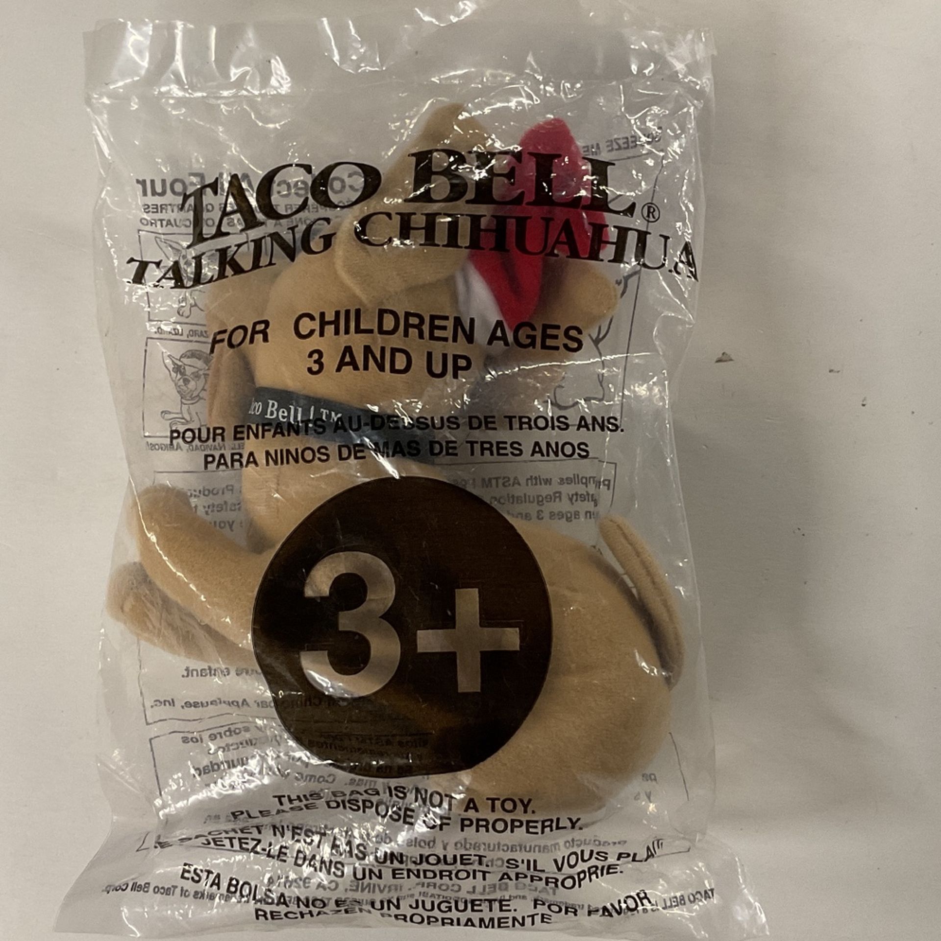 VINTAGE. Taco Bell Chihuahua Dog 6”. W/Christmas Santa Hat “Felix Navidad Amigos”
