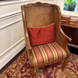 Pair Of Cane Wing Back Chairs