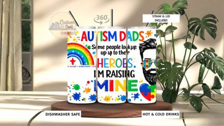 Autism Dad Awareness 20 Oz Stainless Steel Tumbler (READ DESCRIPTION)