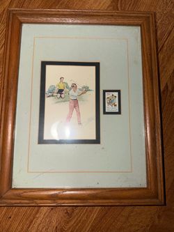 Norman Rockwell Framed picture art with stamp
