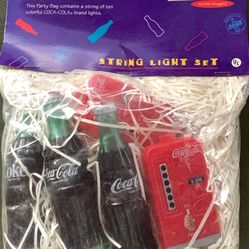 NOS Coca~Cola String Lights. Coke Bottles and Vending Machines. 12 foot long with 10 lights.