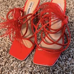 STEVE MADDEN Upgrade Lace-up Sandal In Red Women's 7.5 NWOB Shoes 