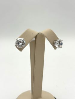 14K WHITE GOLD CLEAR STONE STUD EARRINGS 4.82G USED