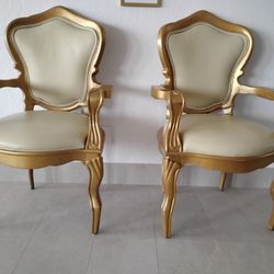 Chairs For Royalty! Two Extra Large  Genuine Leather Surfaces And Solid Wood Frame