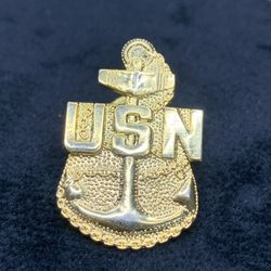 USN Chief Petty Officer Anchor decorative gold tone pin
