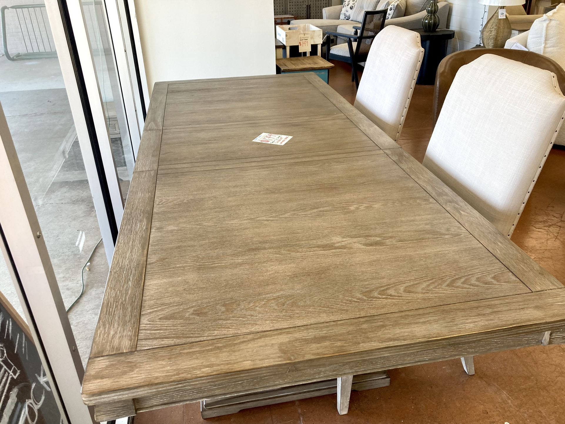 New 95” Table & 6 Upholstered Chairs