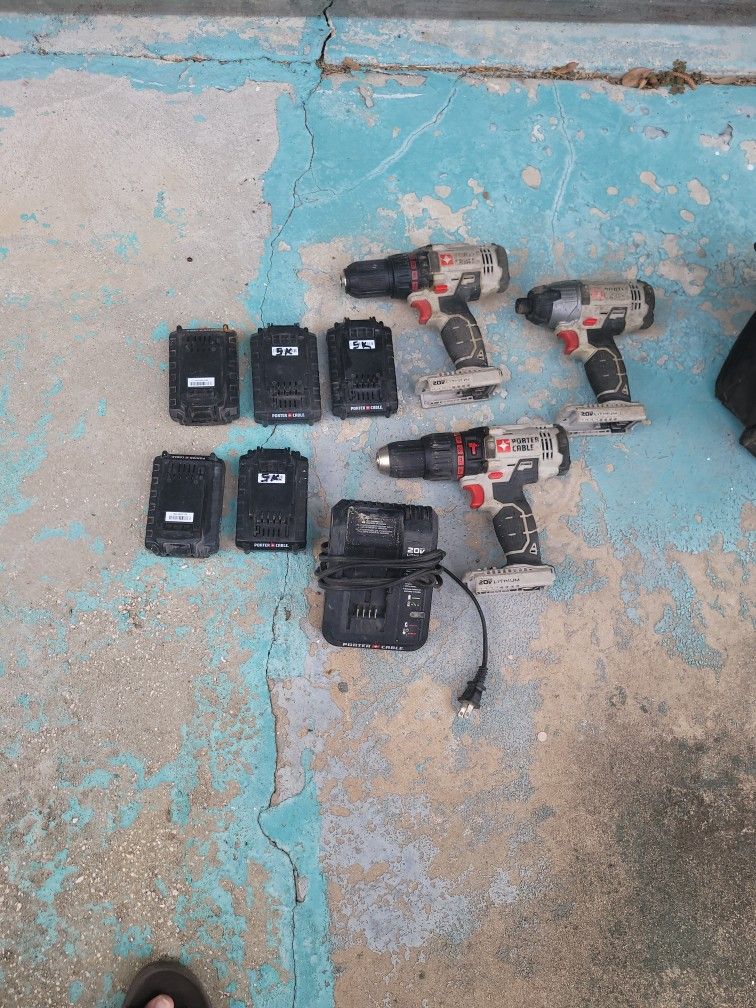 Porter Cable Drills And Batteries With Charger