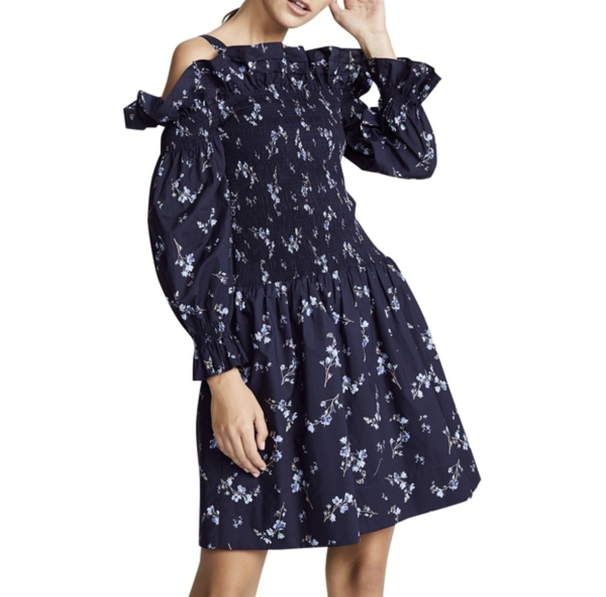 Rebecca Taylor Francine Floral Cold-Shoulder Dress