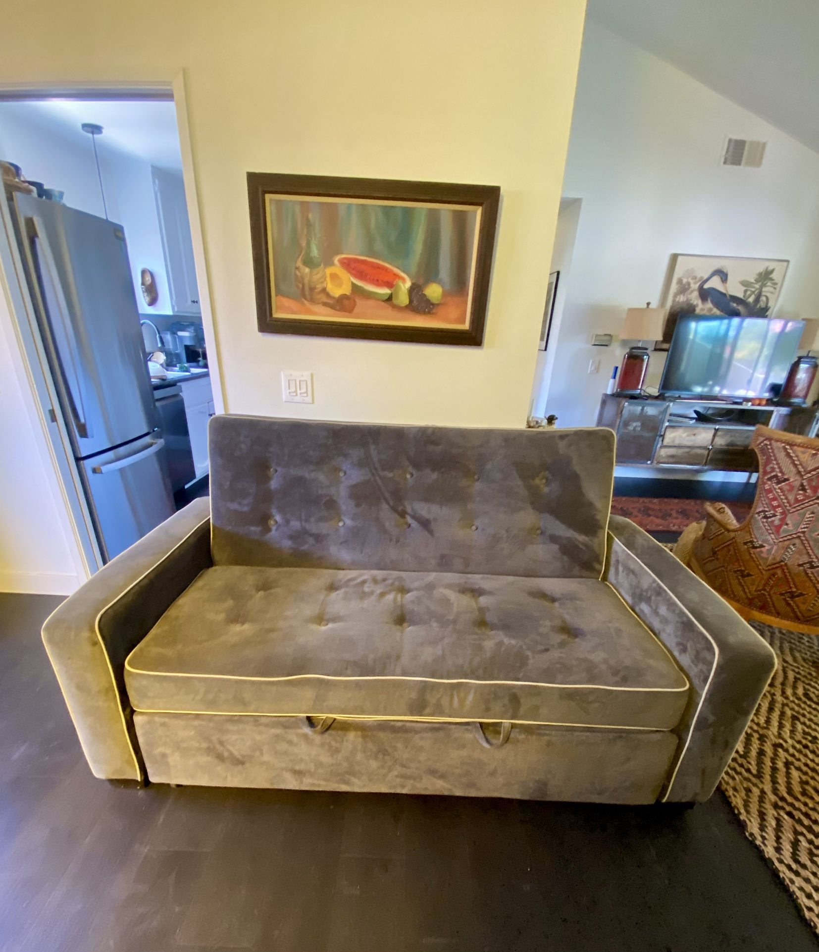 Serta - Light Gray Polyester Full Size 2-Seat Sofa Bed