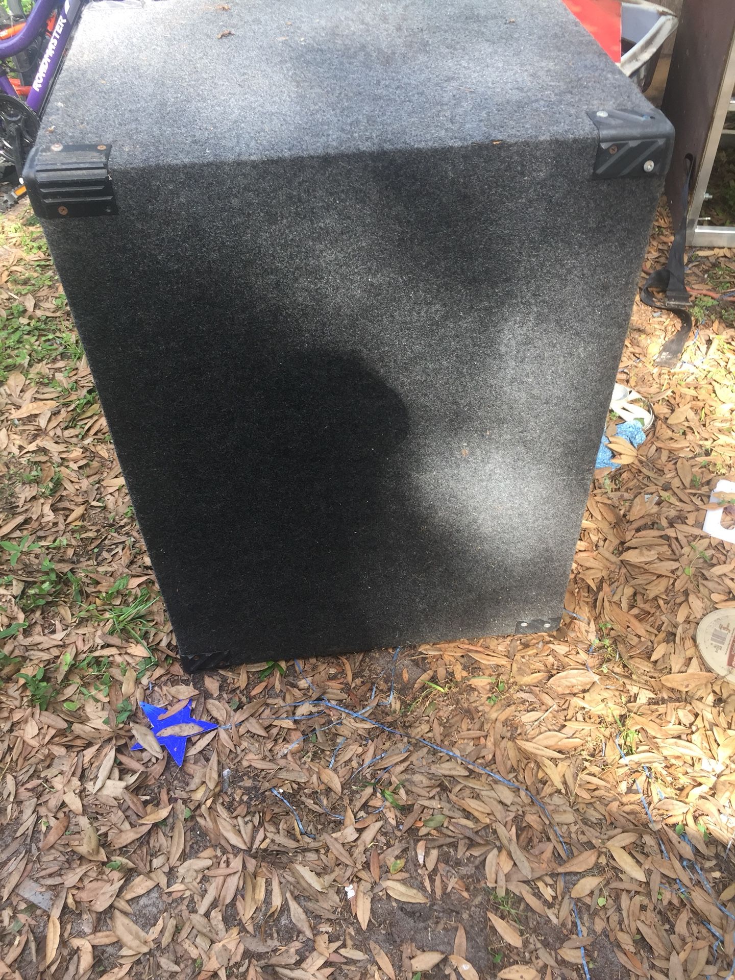 Black and gray subwoofer speaker