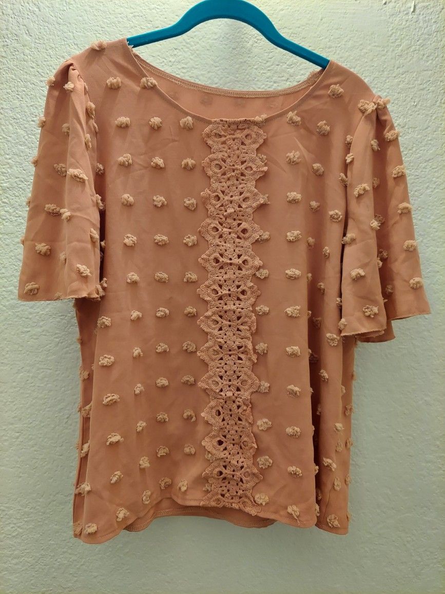 Pink Embroidered Blouse Size Large