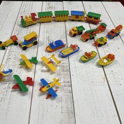 BRUDER West German Vintage 80’s Plastic Train Cars Airplane