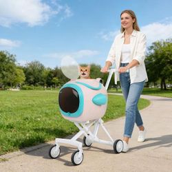 Pet Stroller with Detachable Space Capsule Travel Carrier, Dog and Cat Car Seat, 
Open box,  Excellent