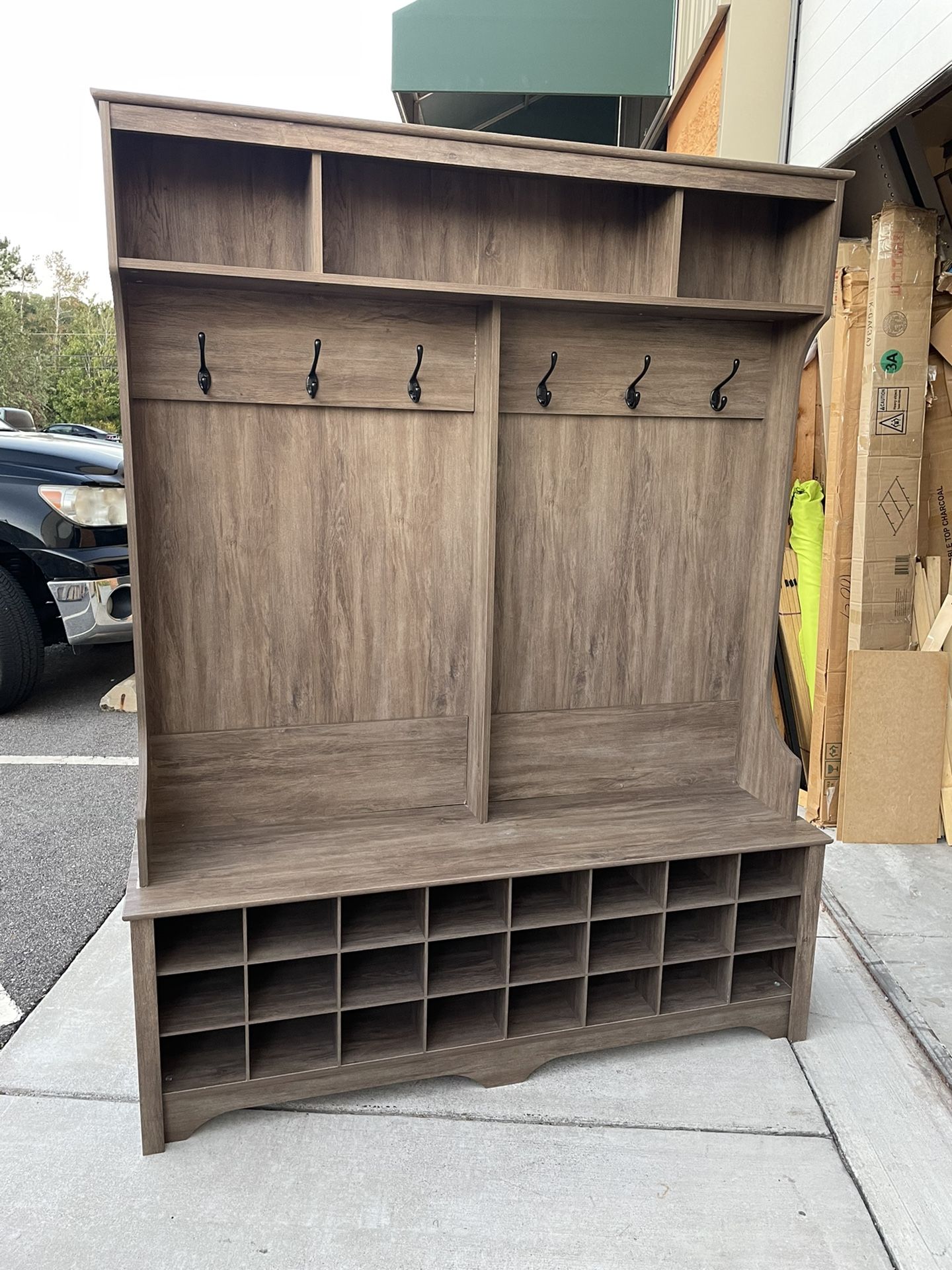 Rustic Grey Hall Tree With Shoe Storage for Sale in Virginia Beach, VA