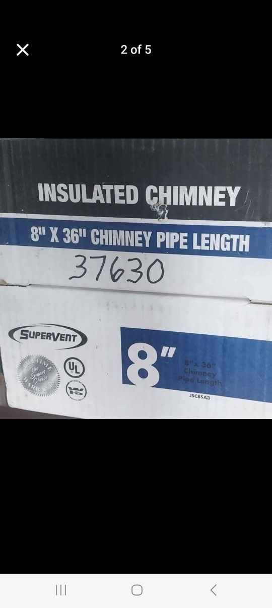 New 8"×36" Insulated chimney pipe for woodstove or fireplace